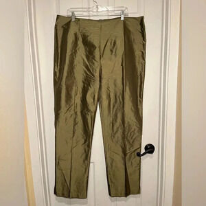 Connie Robertson 100% Silk Olive Green Suit Pants
